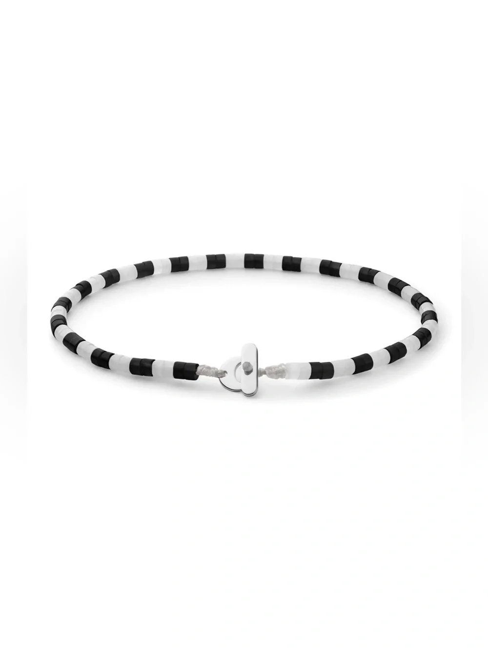 MIANSAI MENS KAI ONYX + MOONSTONE BRACELET LARGE BLACK WHITE SILVER